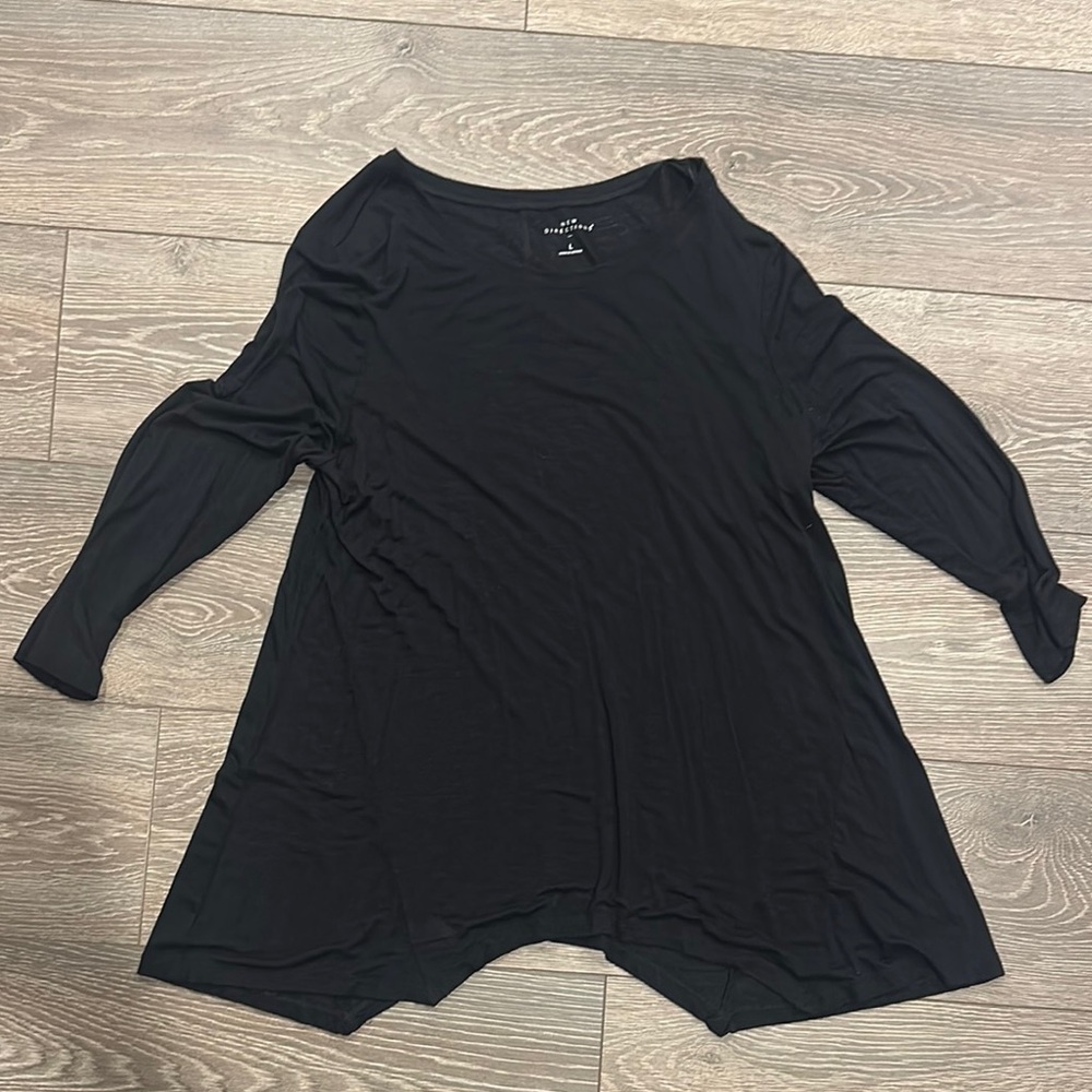 Catherine Malandrino Black 3/4 Sleeve Boxy Blouse